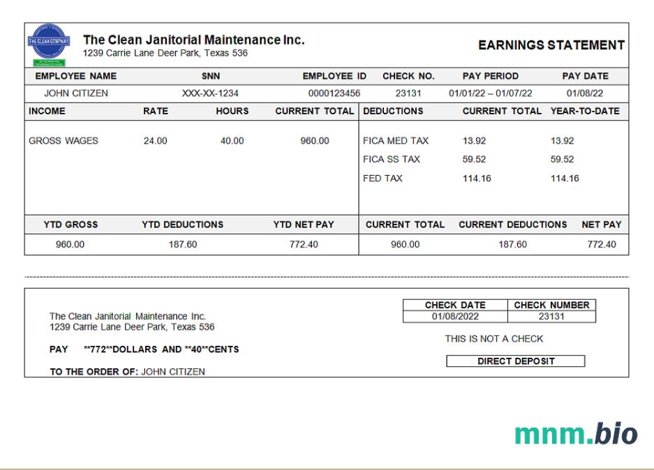 USA Texas commercial cleaning company earnings statement